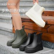 合利鯊松緊口雨鞋新款低筒雨靴夏季戶外下雨室外可穿厚底水鞋雨靴