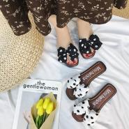 拖鞋女夏時尚夏季時尚蝴蝶結涼鞋一字拖女外穿休閑沙灘鞋